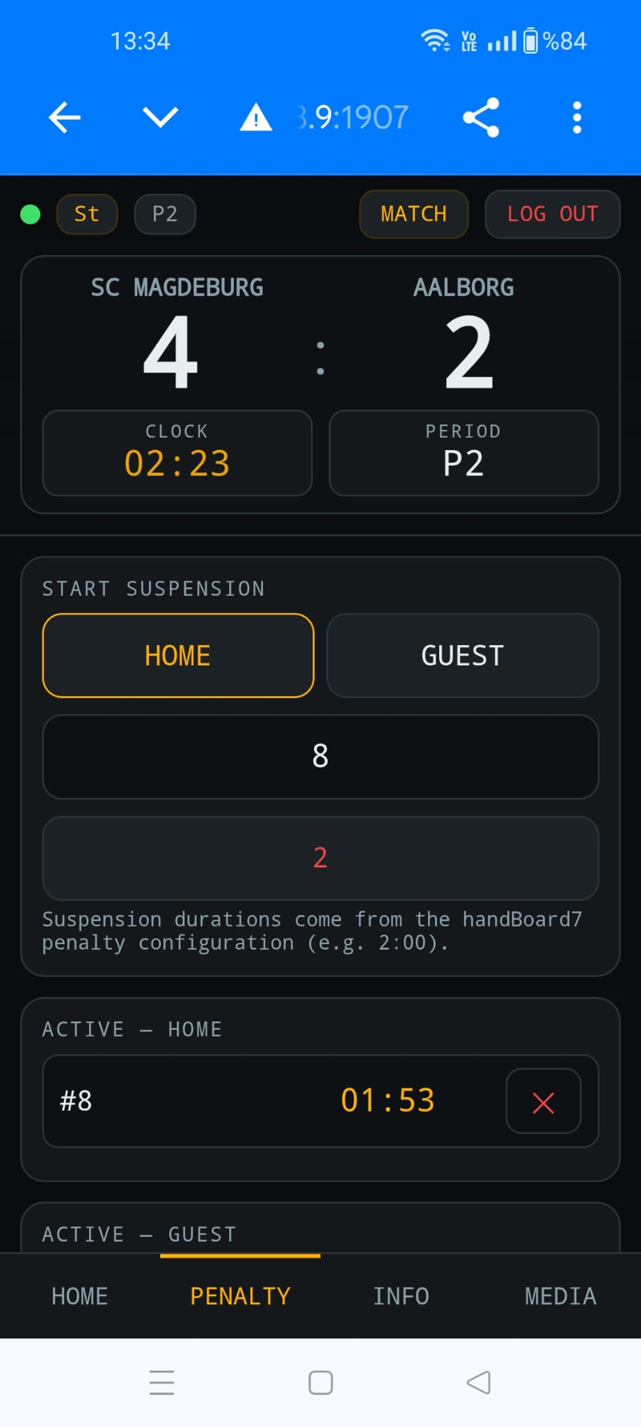 handBoard7 remote CLOCK tab for the time-keeper