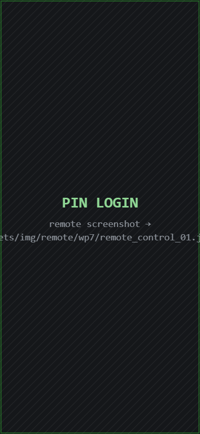 waterBoard7 remote control PIN login screen