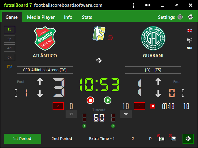 futsalBoard single-form control UI